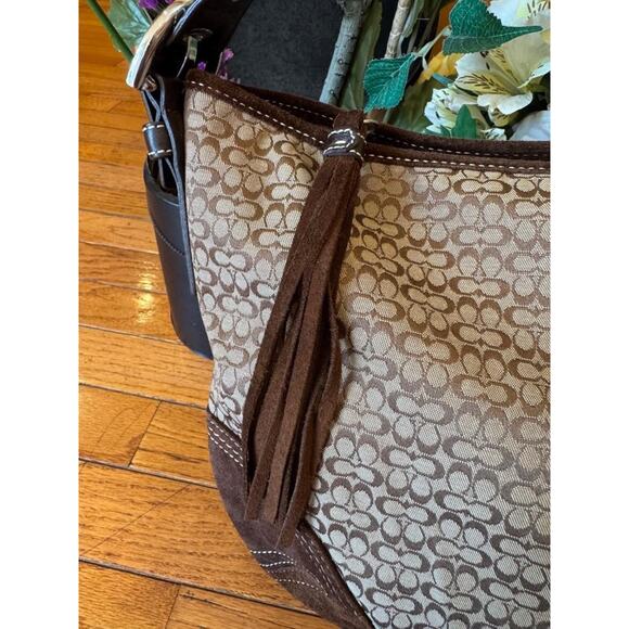 COACH 2158 BROWN Mini Signature Print Hobo Tote Handbag (100 - Picture 11 of 11